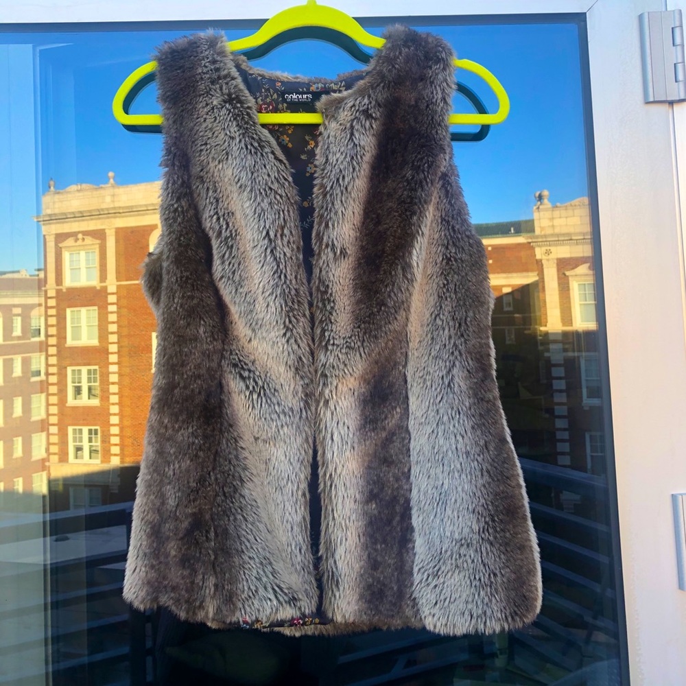 Colors of the World faux fur vest